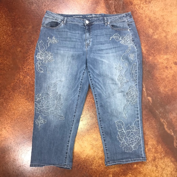 lane bryant embroidered jeans